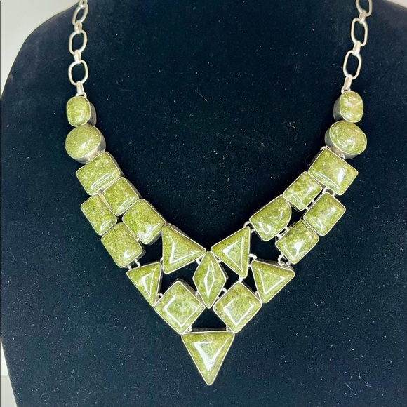 Unakite choker set in silver, made in India. - Picture 2 of 6